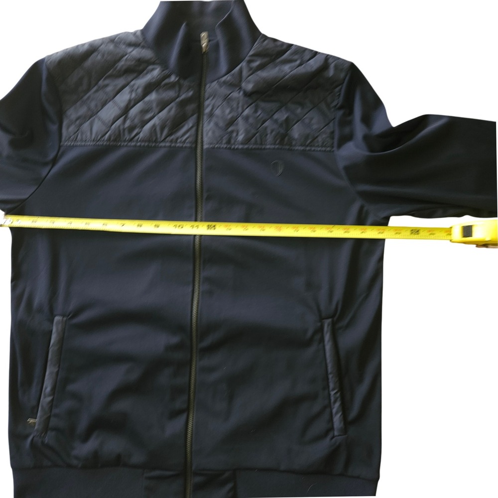 Ben Sherman Quilted Panel Track Jacket Navy Full Zip Bomber XL Elbow Patches - Picture 5 of 6